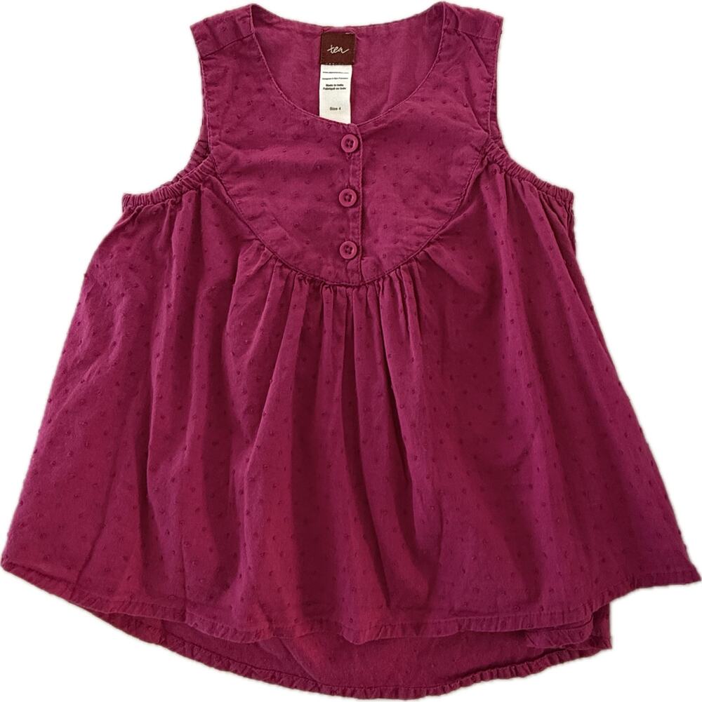 Tea Collection Pink Swiss Dot Cold Shoulder Top Girls Size 4